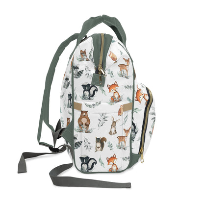 Personalized Woodland diaper bag | Forest animals baby backpack - Greenery Woodland