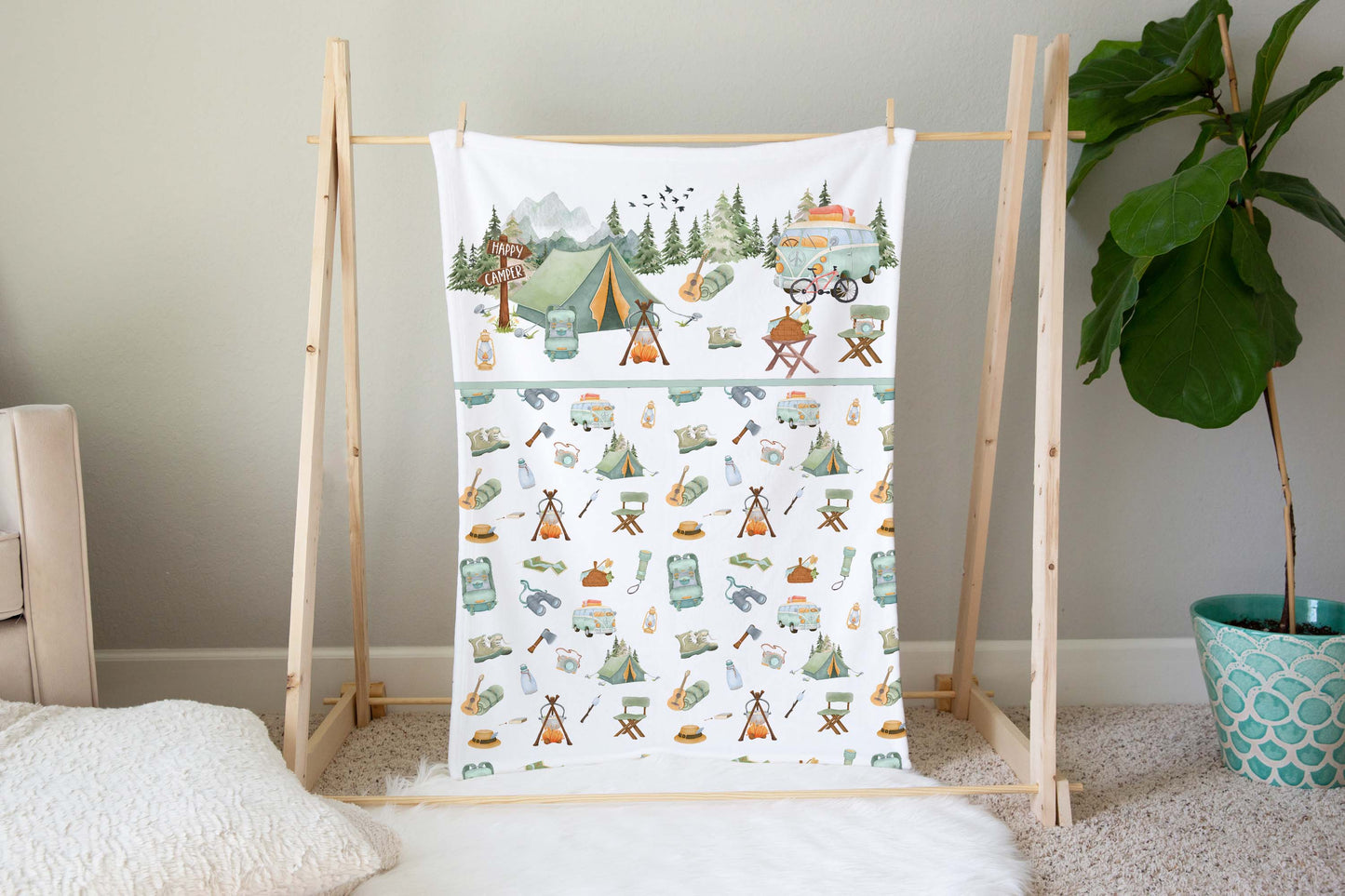 Camping nursery bedding, Camping baby blanket - Outdoor adventures