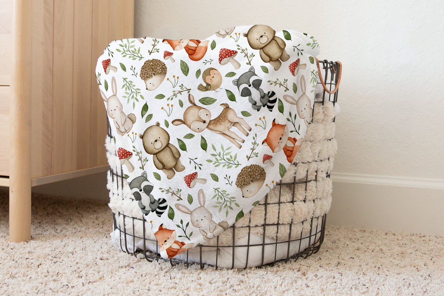 Woodland nursery bedding, Forest animals minky blanket - Magical forest