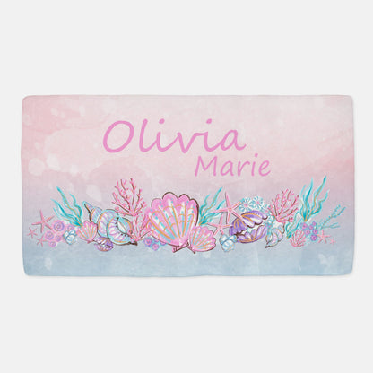 Personalized Pink mermaid Crib Sheet, Under the sea nursery bedding - Pink Mermaid