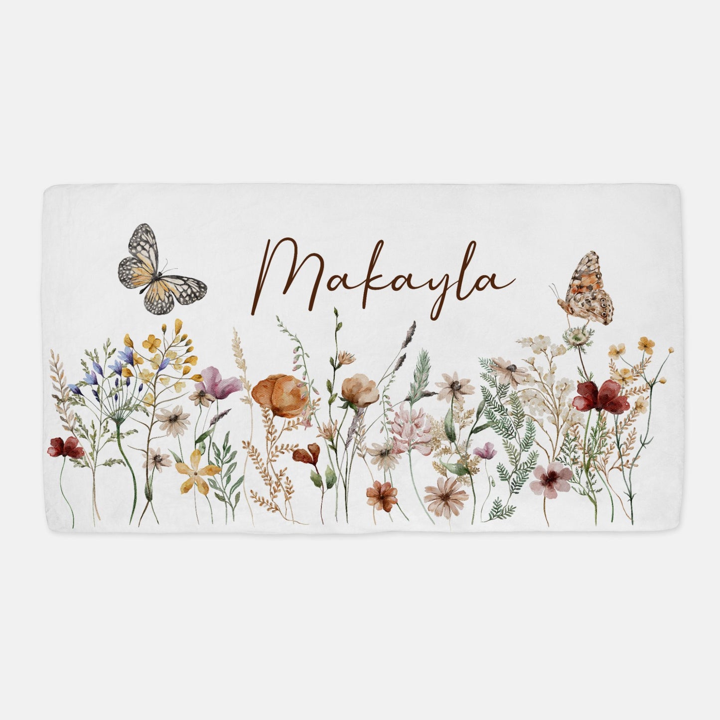 Wildflores Personalized Crib Sheet, Vintage floral Nursery Bedding - Butterfly garden