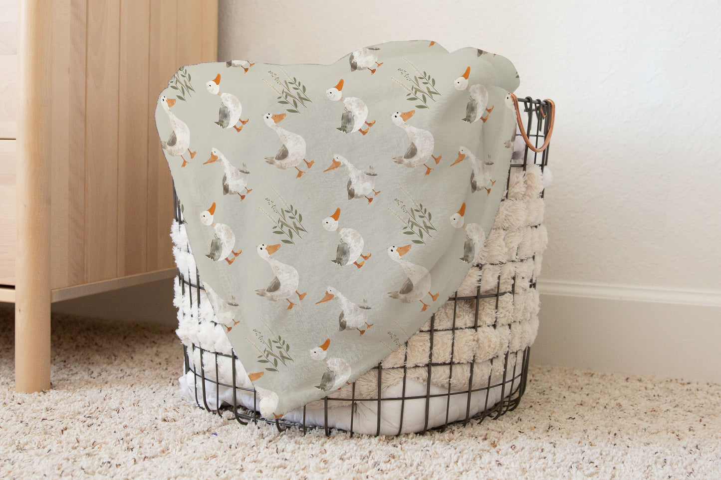 Duck baby blanket, Duck crib bedding