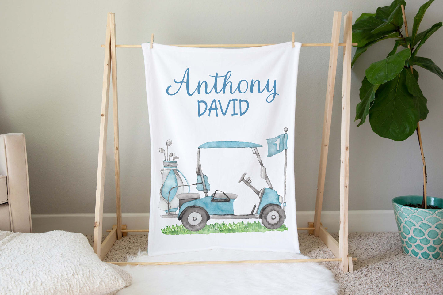 Personalized Golf baby blanket, Golf Crib bedding - Little Golfer