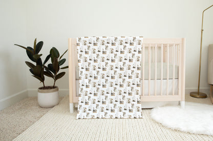 Mouse baby blanket, Earth tones crib bedding