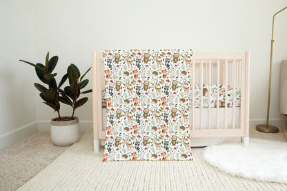 Woodland nursery bedding, Forest animals minky blanket - Magical forest