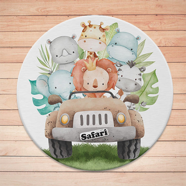 Safari Round Rug, Safari nursery decor - Cute Safari