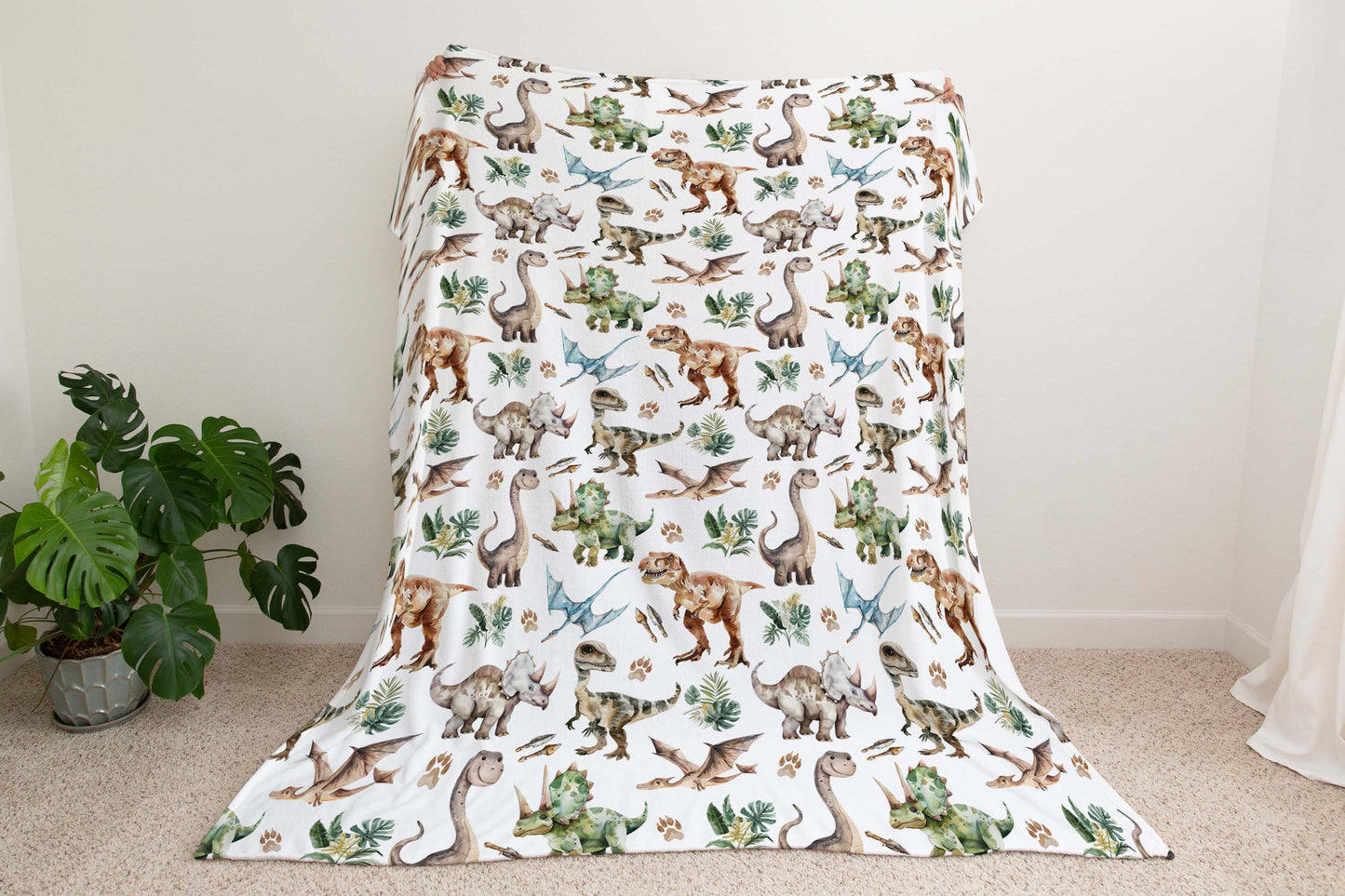 Dinosaurs Plush Blanket for Kids, Dinosaurs crib bedding