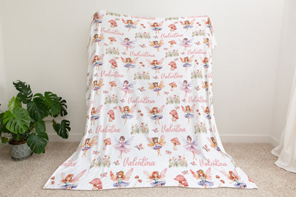 Personalized Magical garden blanket, Fairy nursery bedding - Fairy garden