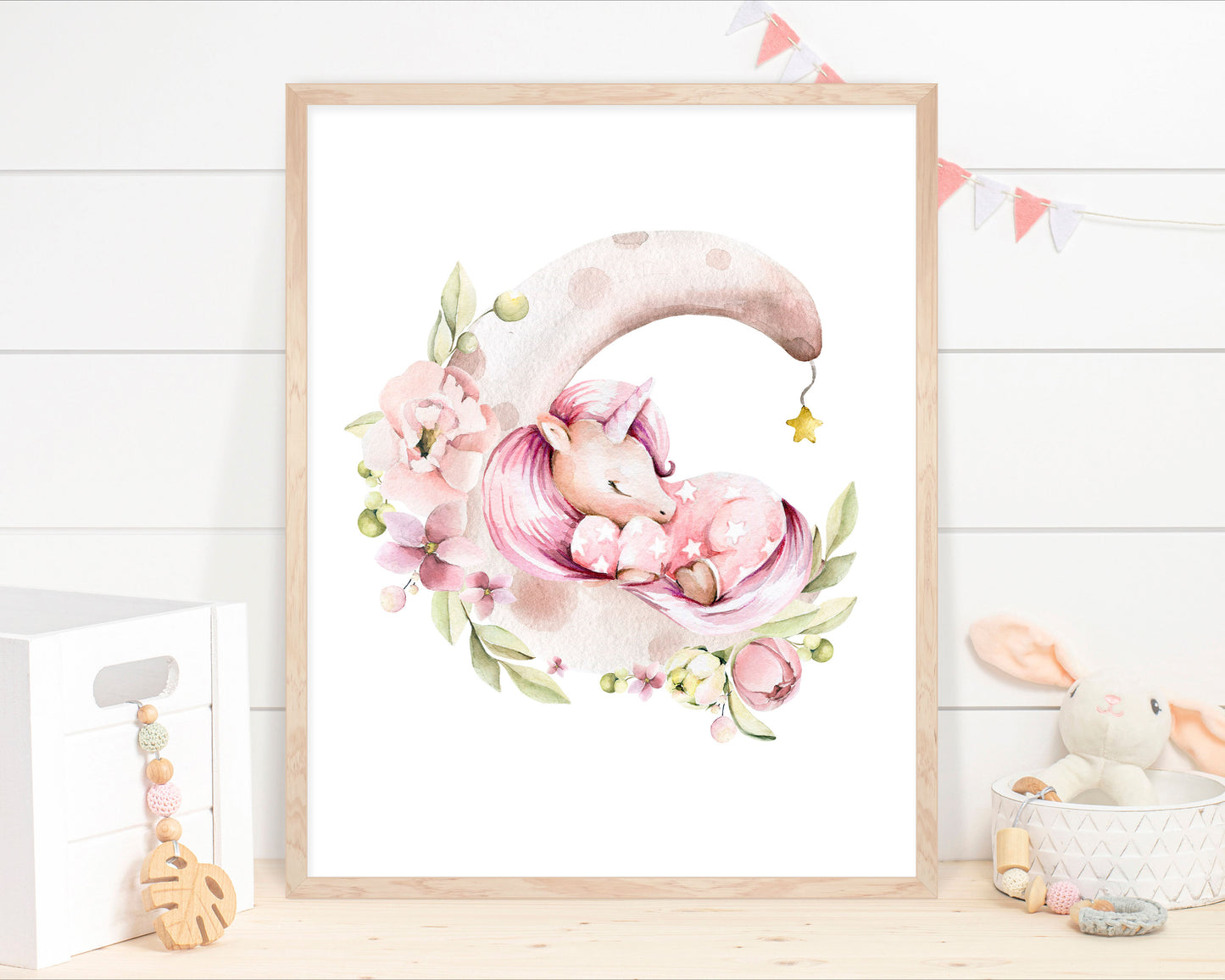 PRINTABLE Unicorn Wall Art, Pink Unicorn Nursery Print set of 2 - Magical unicorn