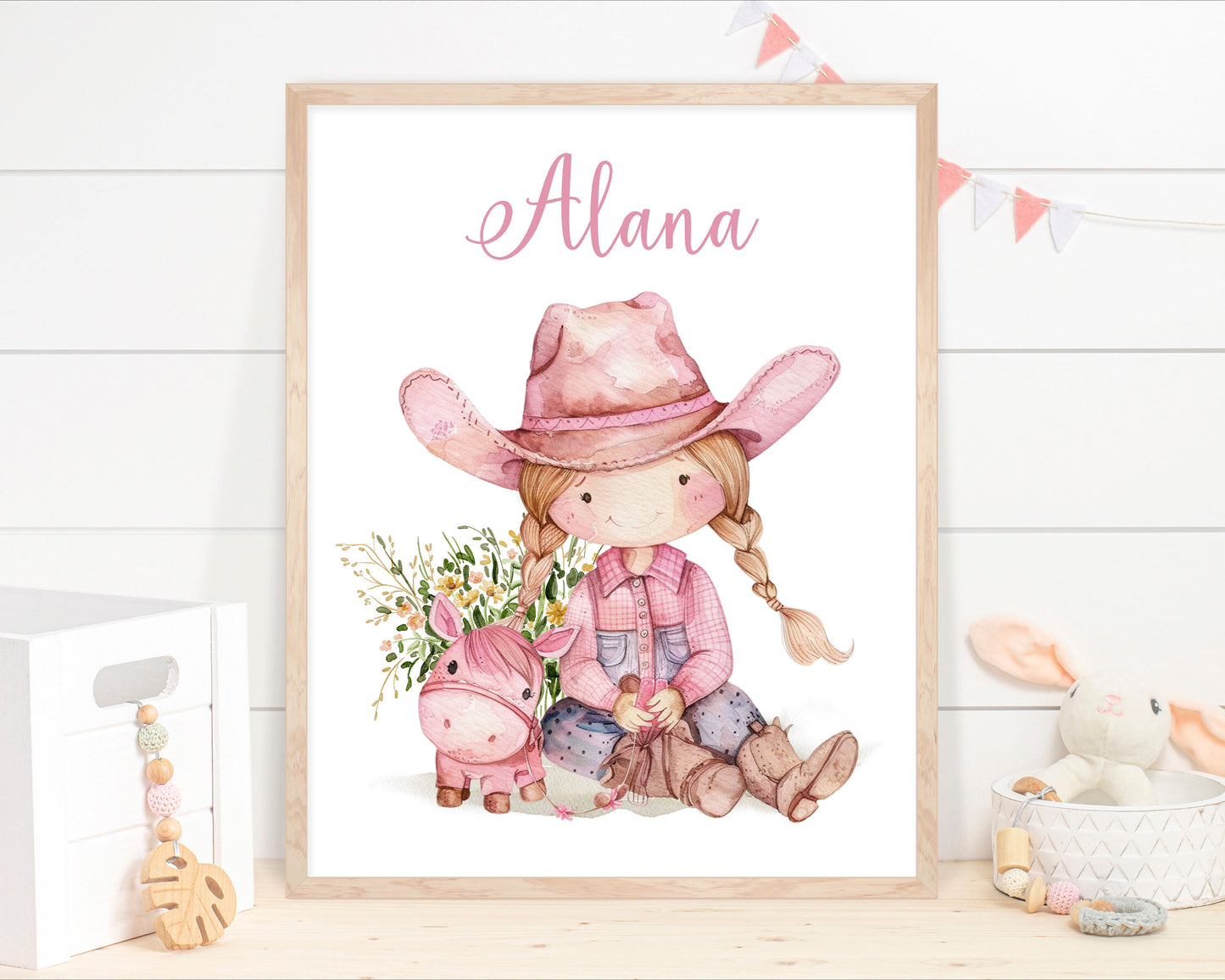 Pink cowgirl nursery wall art, Cowgirl room decor