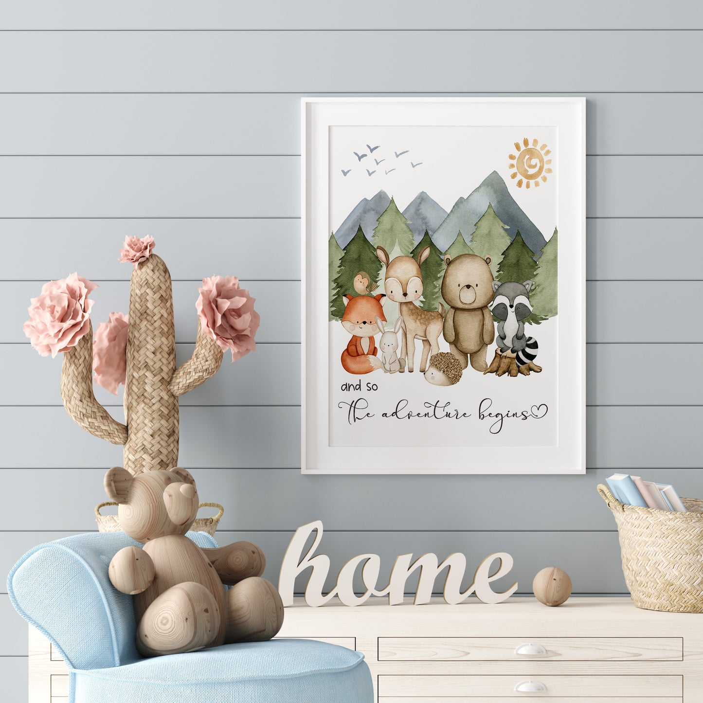 And So The Adventure Begins, PRINTABLE woodland Wall Art, Forest Nursery Print - Magical Forest