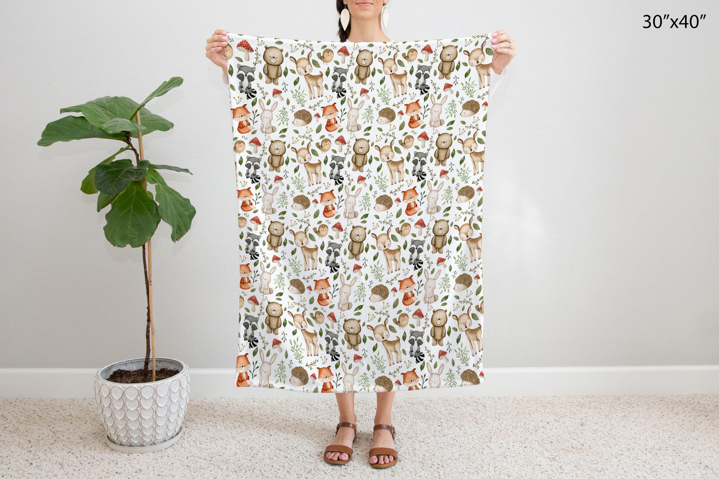 Woodland nursery bedding, Forest animals minky blanket - Magical forest