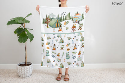 Camping nursery bedding, Camping baby blanket - Outdoor adventures