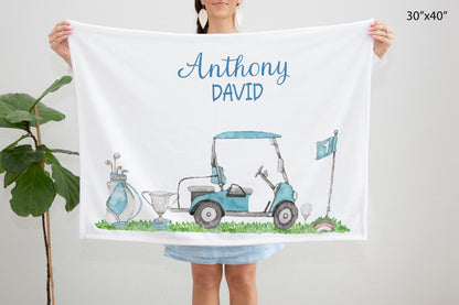 Personalized Golf Milestone baby Blanket - Golf boy Blanket - Little golfer