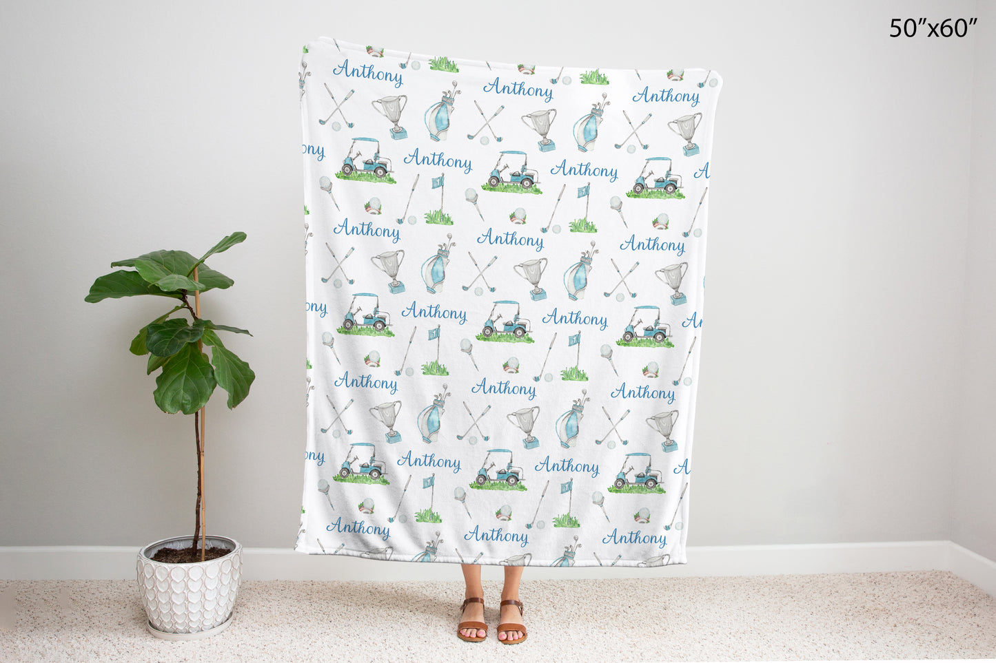 Personalized Golf baby blanket, Sports Crib bedding - Little Golfer