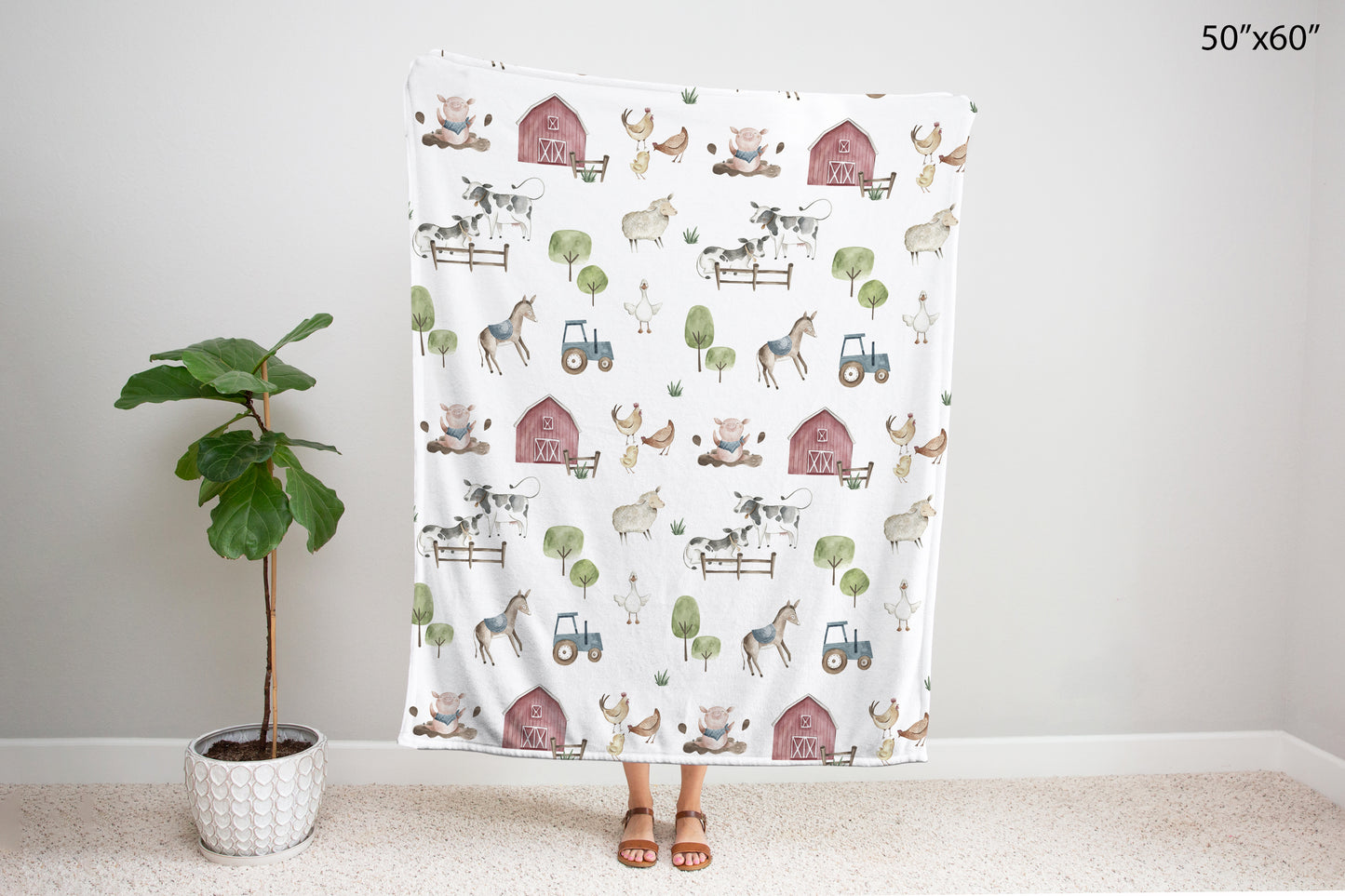 Farm baby blanket, Farm nursery bedding - Farm Adventure