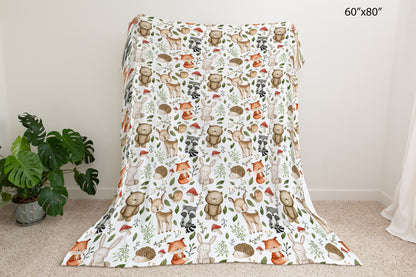 Woodland nursery bedding, Forest animals minky blanket - Magical forest