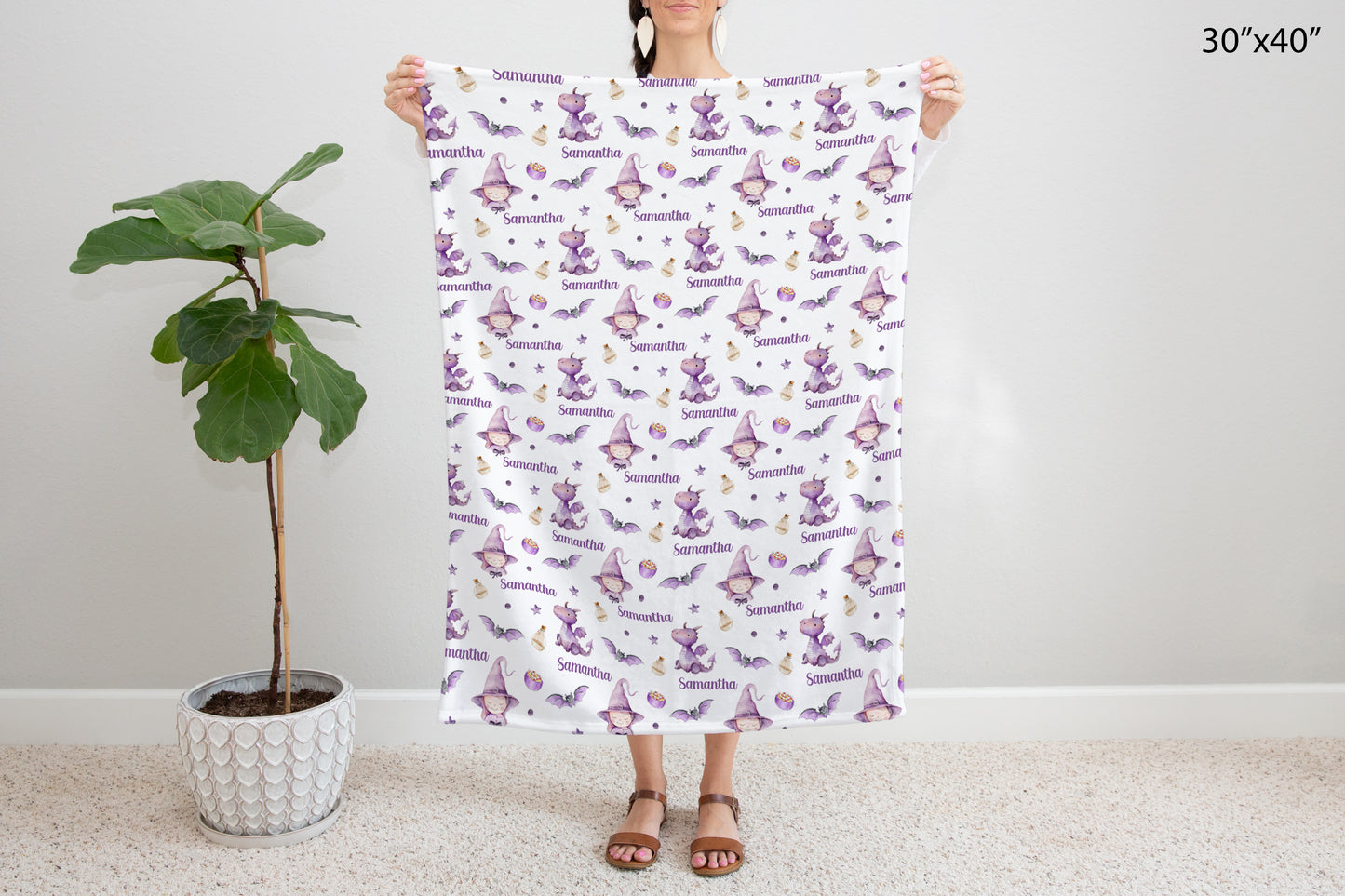 Personalized Halloween girl blanket, Halloween nursery bedding