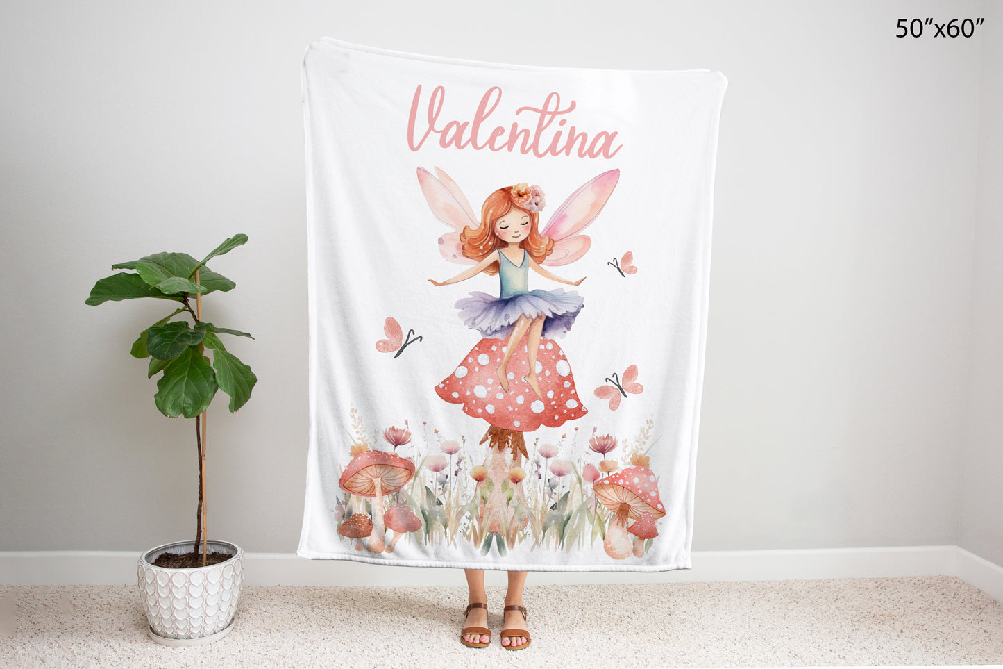 Personalized Fairy blanket, Fairy nursery bedding - Fairy garden