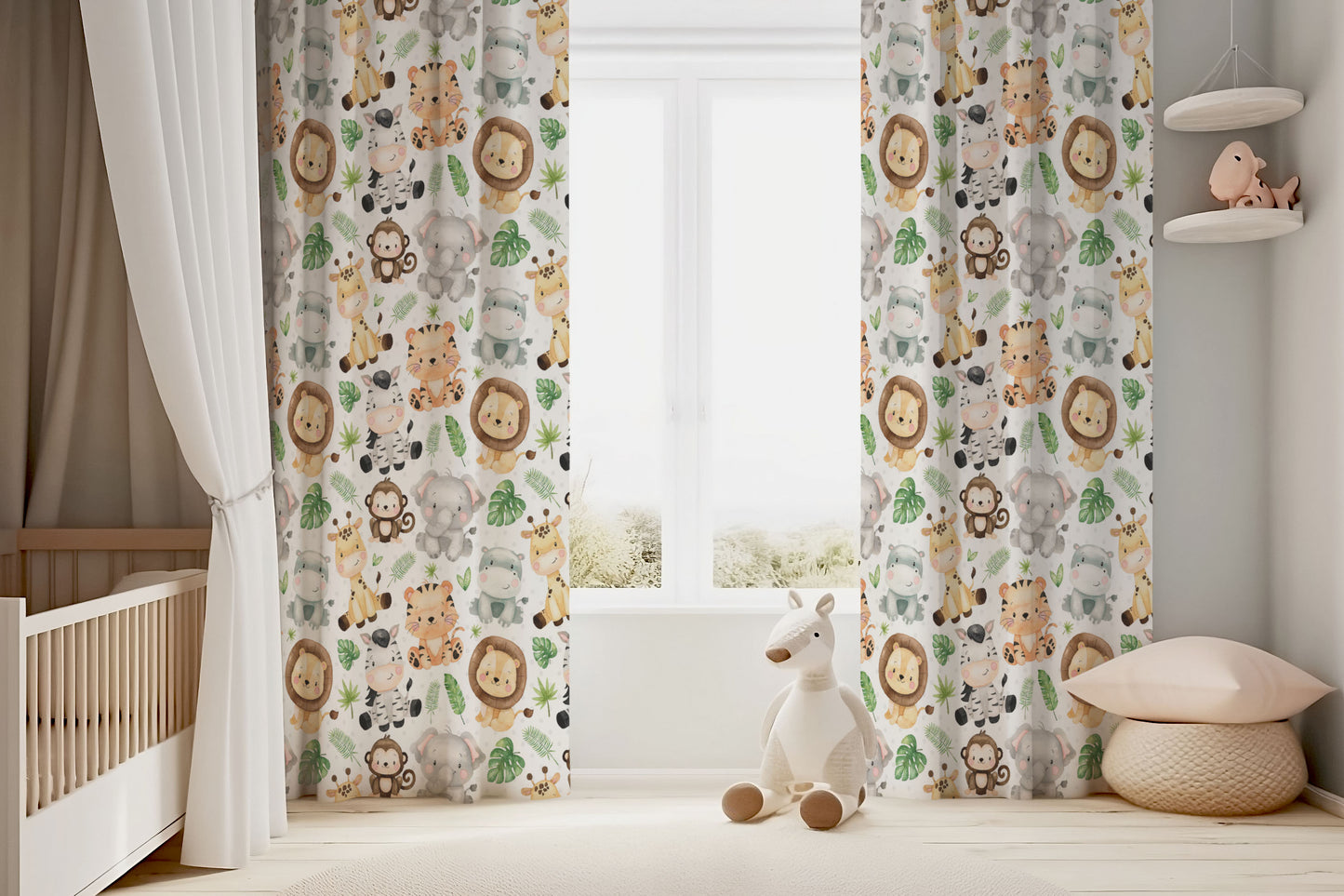 Safari Animals Curtains, Jungle Nursery Decor - Safari Explorer