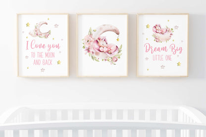 Unicorn Wall Art, Pink unicorn Nursery Prints set of 3 - Magical unicorn