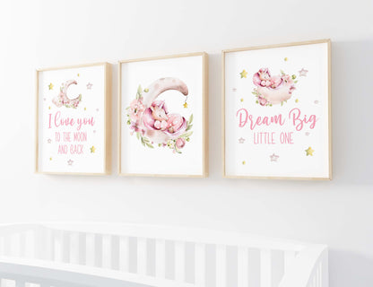 Unicorn Wall Art, Pink unicorn Nursery Prints set of 3 - Magical unicorn