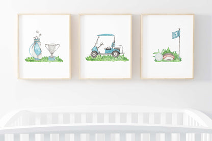 Set of 3 PRINTABLE Golf Wall Art, Golf Nursery Prints - Little golfer