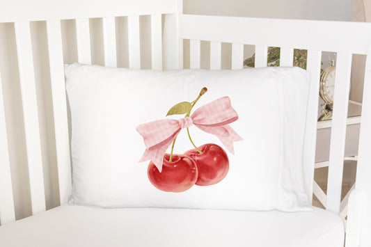 Cherry Blossom Pillowcase, Coquette girl bedding- Miss Cherry
