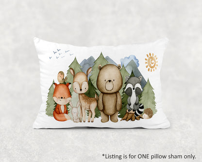 Woodland pillow sham, Forest pillow case - Magical Forest