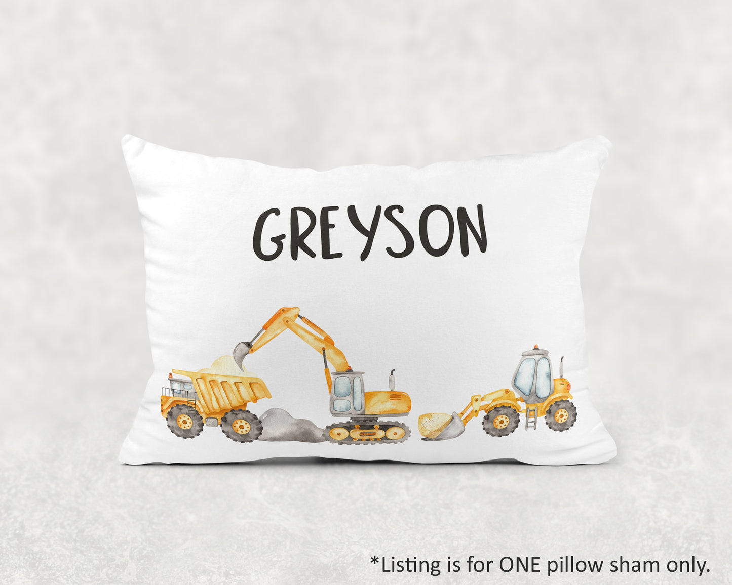 Personalized Truck Pillow Sham case, Construction boys room pillow - Under construction