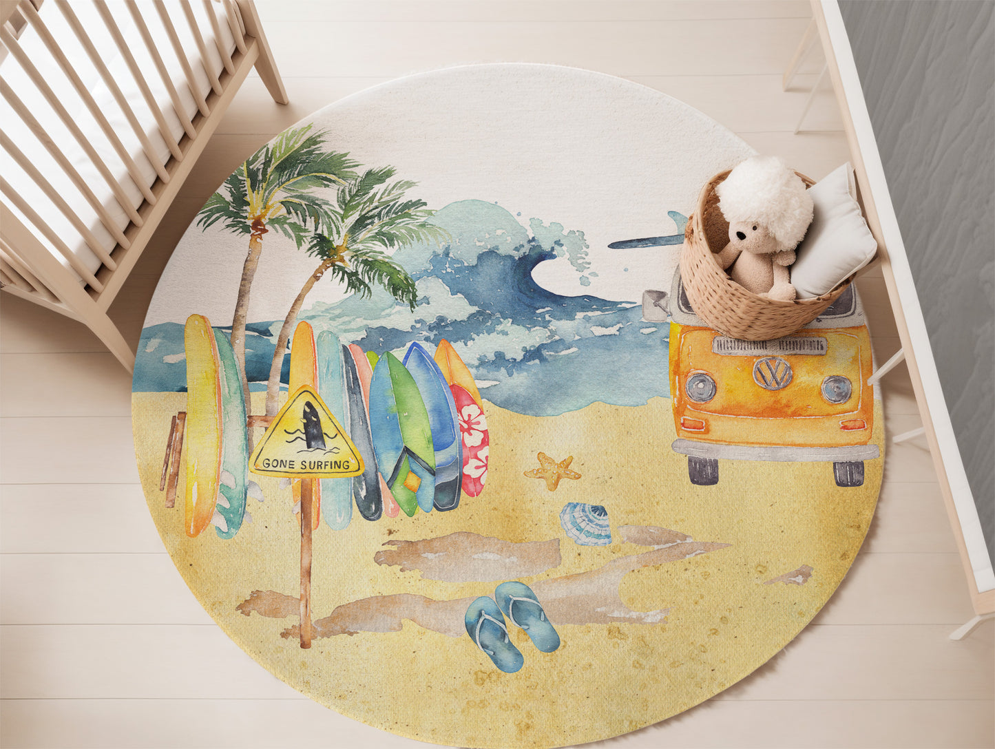 Surf rug, Surfer nursery decor - Endless sea