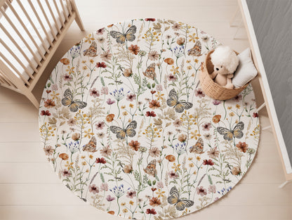 Wildflower nursery decor, Butterfly rug, Butterfly garden