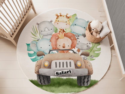 Safari Round Rug, Safari nursery decor - Cute Safari