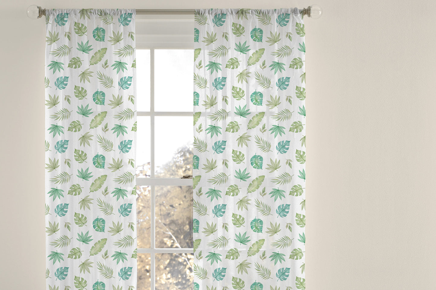 Tropical leaves Curtain, Safari sheer curtain - Cute safari