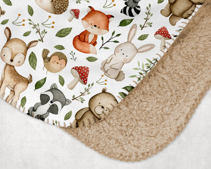 Personalized Woodland animals Blanket | Forest nursery bedding - Magical Forest