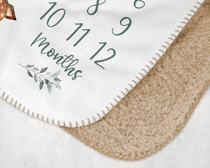 Personalized Woodland animals milestone blanket | Forest milestone blanket - Greenery Woodland