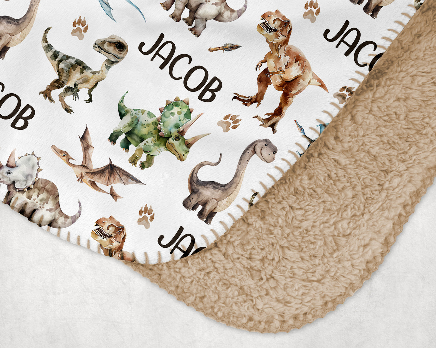 Personalized Dinosaur blanket, Dinosaur nursery bedding