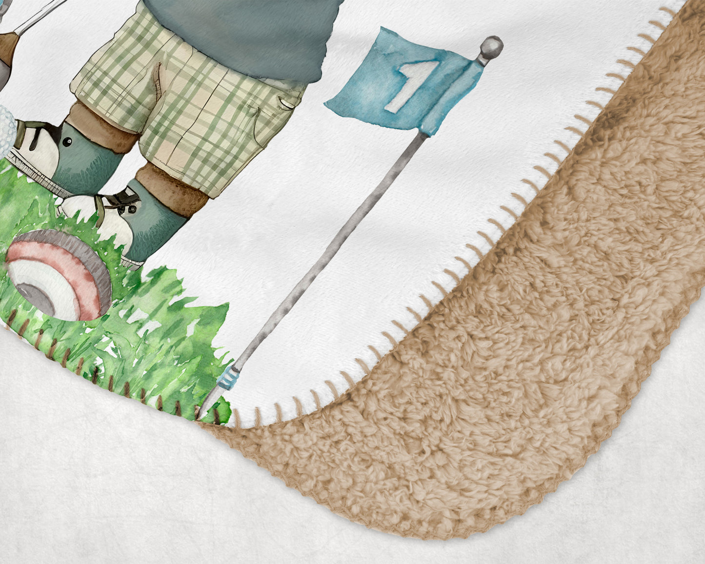 Personalized Golf Bear baby blanket, Sports Crib bedding - Little Golfer