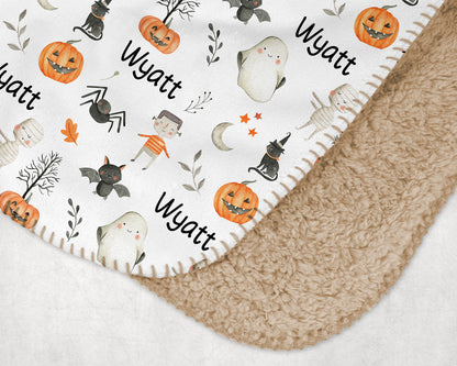 Personalized Halloween blanket, Halloween nursery bedding