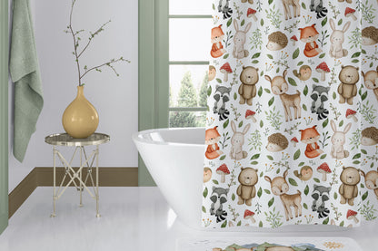 Woodland shower curtain, Woodland bathroom decor - Magical Forest