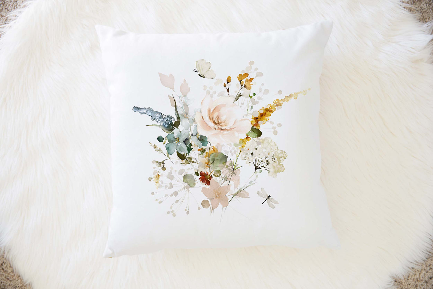 Garden Floral Pillow COVER, wildflower pillow - Vintage Garden