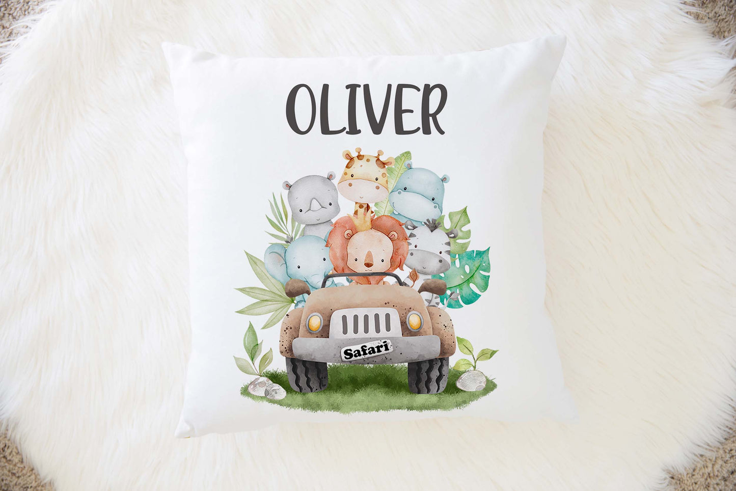 Safari animals Personalized Pillow, Jungle Nursery Decor - Cute Safari