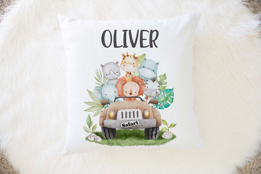 Safari animals Personalized Pillow, Jungle Nursery Decor - Cute Safari