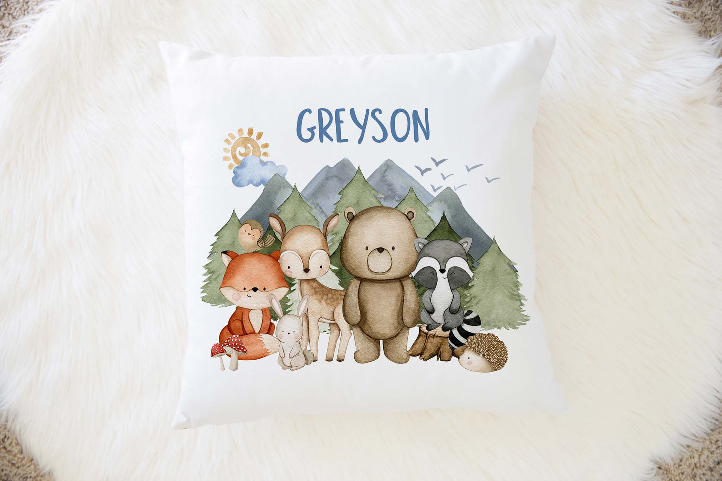 Personalized woodland animals Pillow, Forest Nursery Decor - Magical Forest