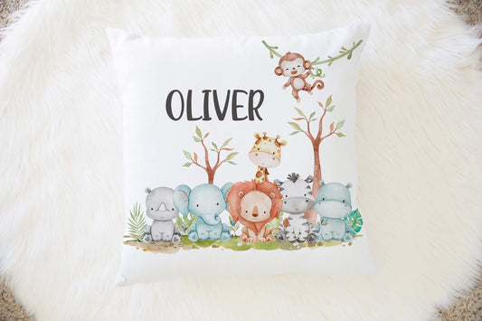 Safari animals Personalized Pillow, Jungle Nursery Decor - Cute Safari