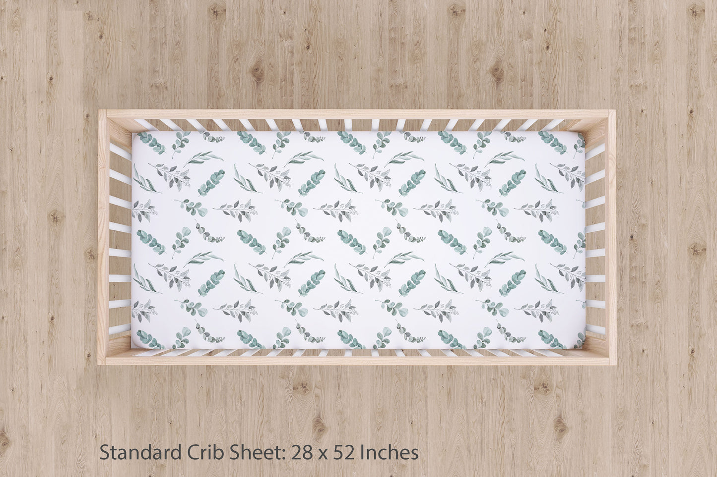 Greenery crib sheet, Eucalyptus nursery bedding - Greenery Woodland