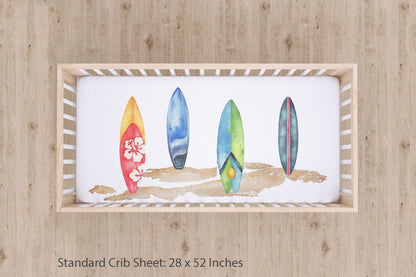 Surfboards crib sheet, Surf nursery bedding - Endless Sea