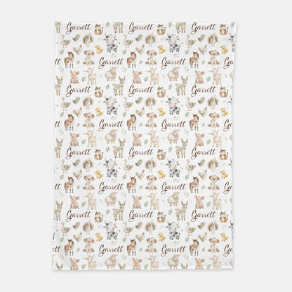 Farm animals Swaddle Set, Personalized Farm Swaddle - Happy Ranch