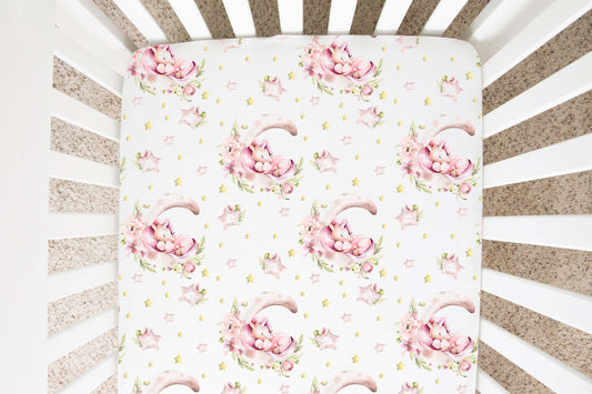 Pink unicorn Crib Sheet, Unicorn nursery decor - Magical Unicorn