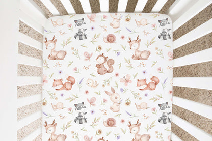 Woodland Crib Sheet, Standard and Mini, Woodland nursery bedding - Baby Woodland